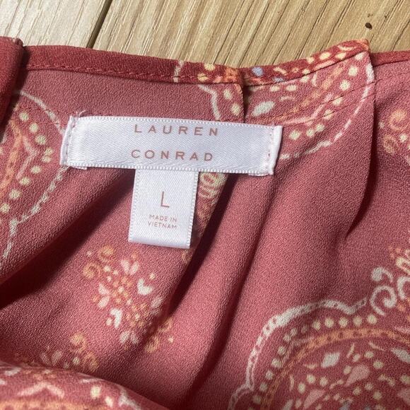 Brick red and orange patterned Lauren Conrad dress L - Picture 5 of 5